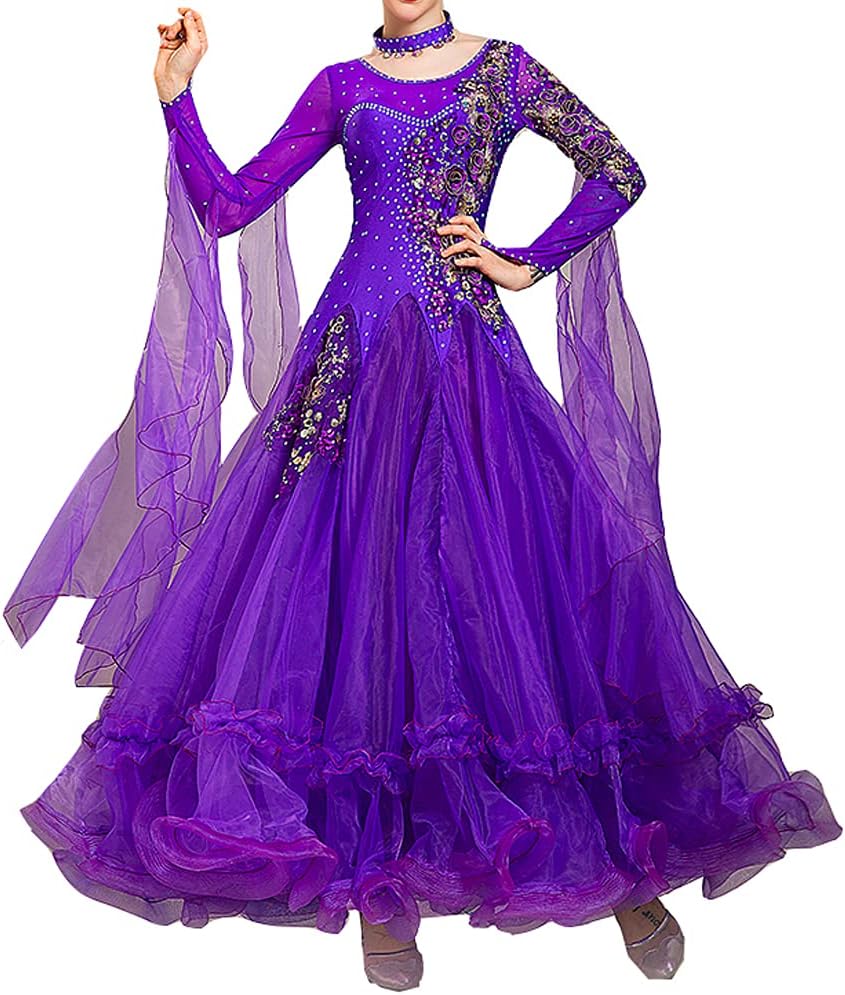 りんな社交ダンス競技ダンスドレス 青 花柄 フロート付き りんな社交